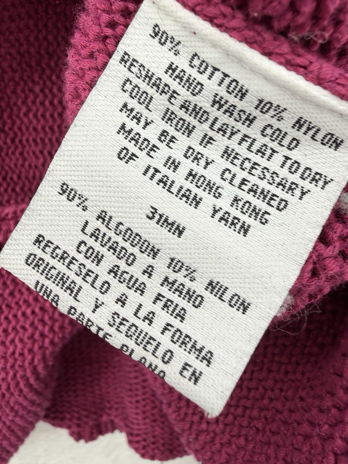 Eileen Fisher Medium Sweater Cotton V Neck Cardigan Raspberry Pink