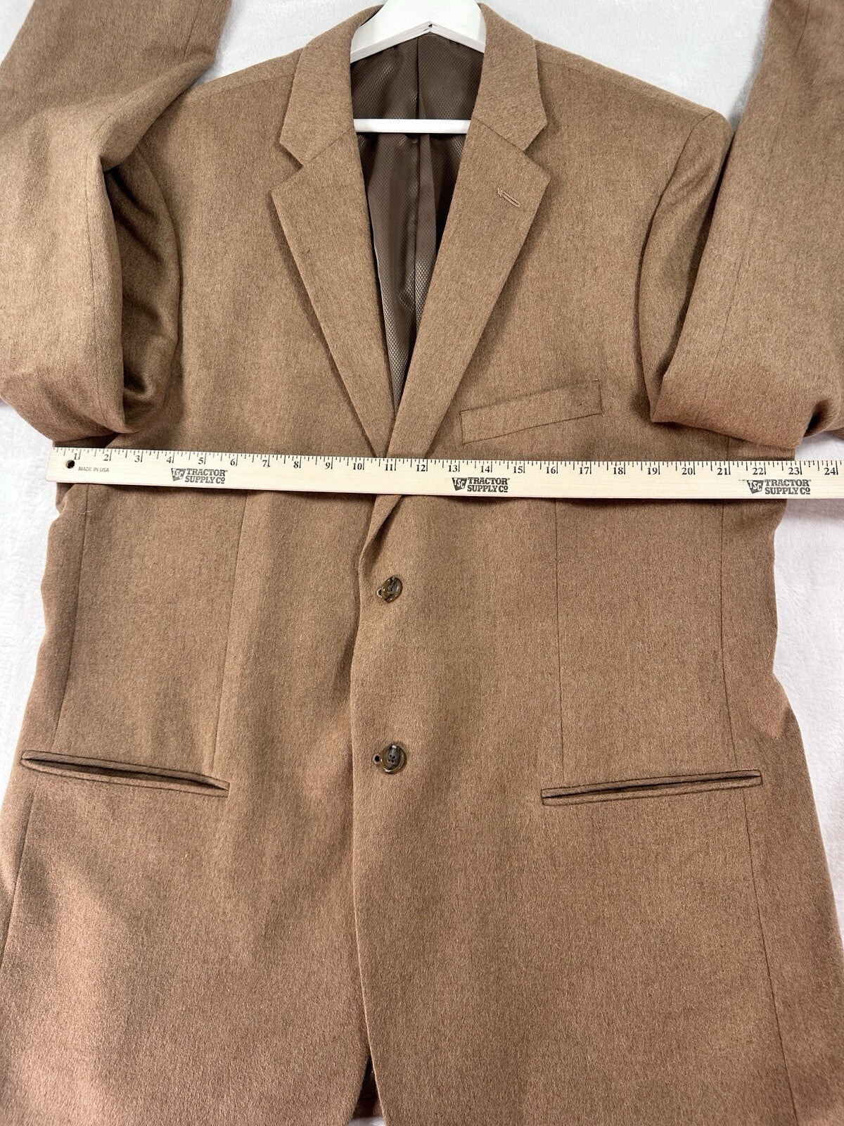 Adolfo 100% Camel Hair Blazer 46L Long Mens Suit Jacket Single Breasted 2 Button