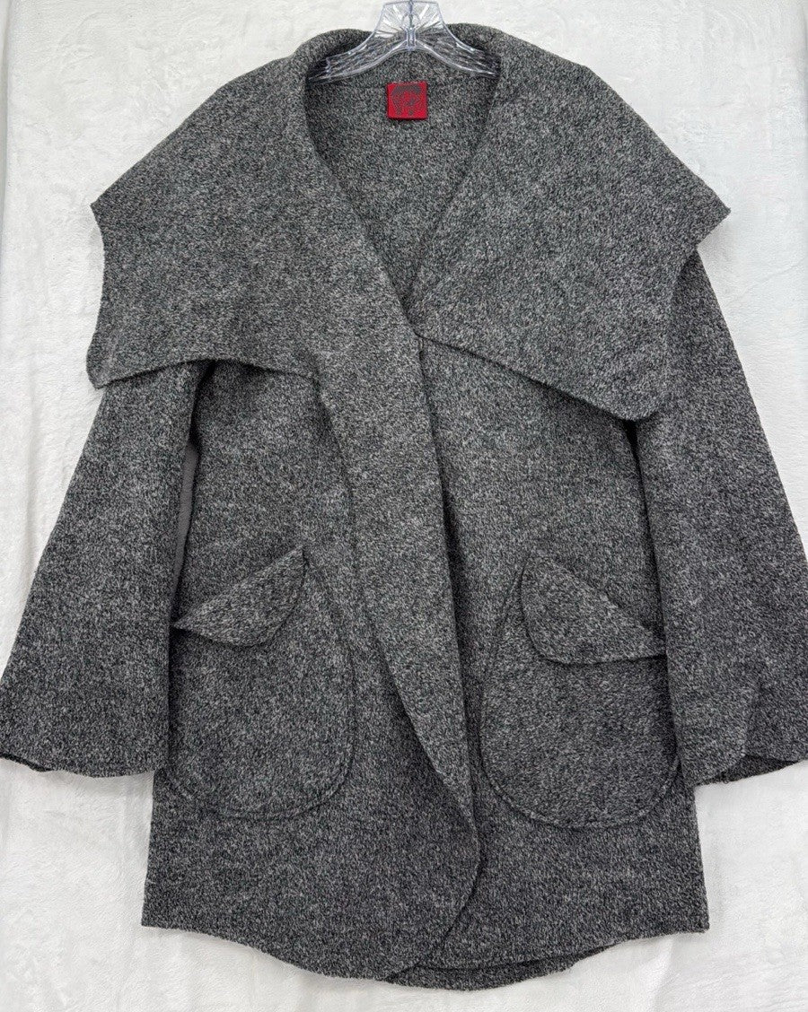 Mieko Mintz Coat Small Gray Kantha Wool Womens Jacket Art To Wear Lagenlook