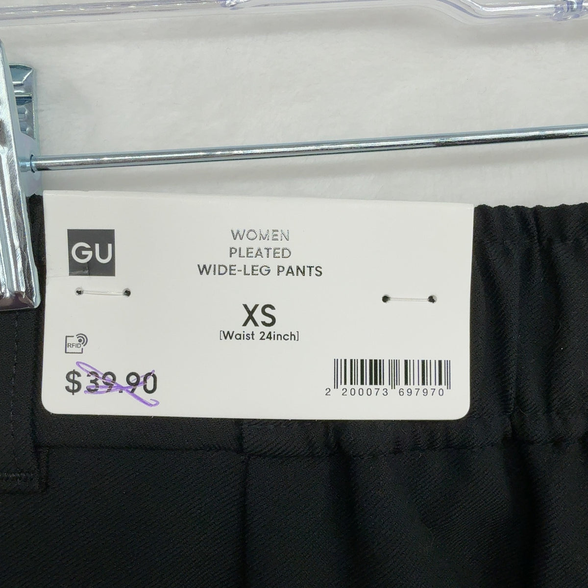 GU Uniqlo Pleated Wide Leg Pants XS Womens Black High Rise New NWT