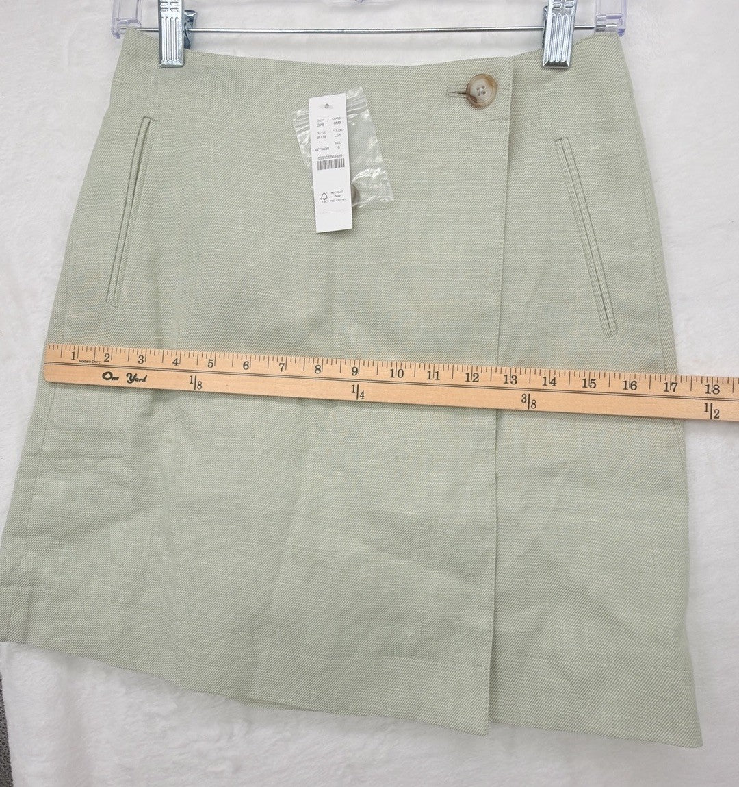 J Crew Wrap Mini Skirt 0 Womens Linen Stretch Short Light Sage Green New NWT