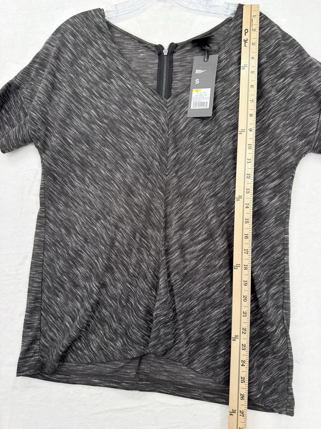 Mossimo Supply Co Top V Neck Short Sleeve Knit Black Marled Small Womens New