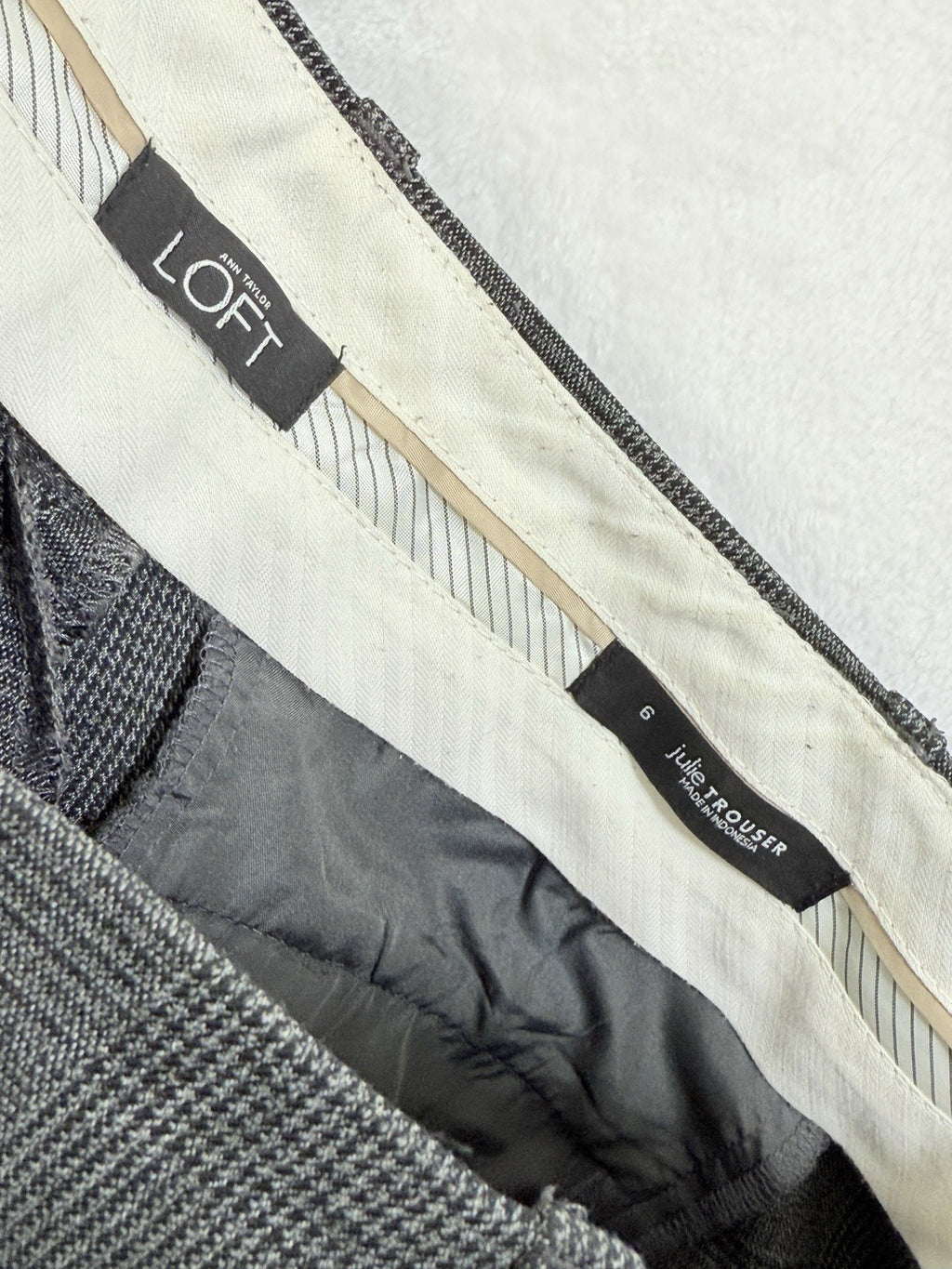 Ann Taylor Loft Julie Trouser 6 Pants Gray Plaid Straight Leg Women