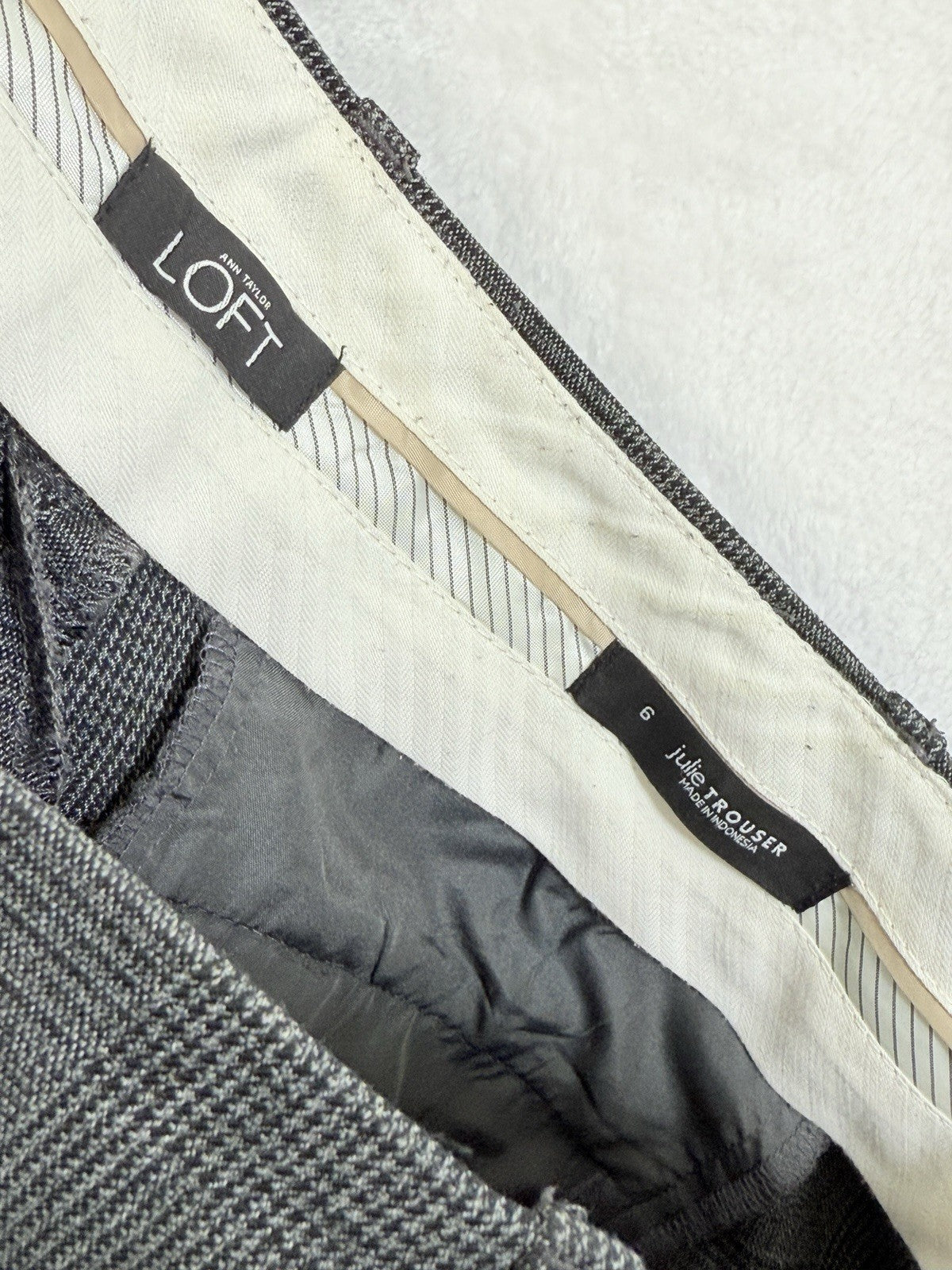 Ann Taylor Loft Julie Trouser 6 Pants Gray Plaid Straight Leg Women