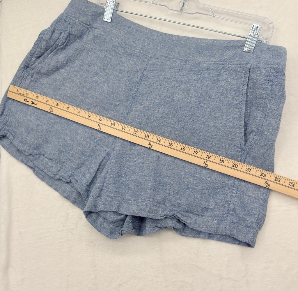 Gap Linen Blend Shorts XL Womens Blue Pull On Easy Pockets 3.5”