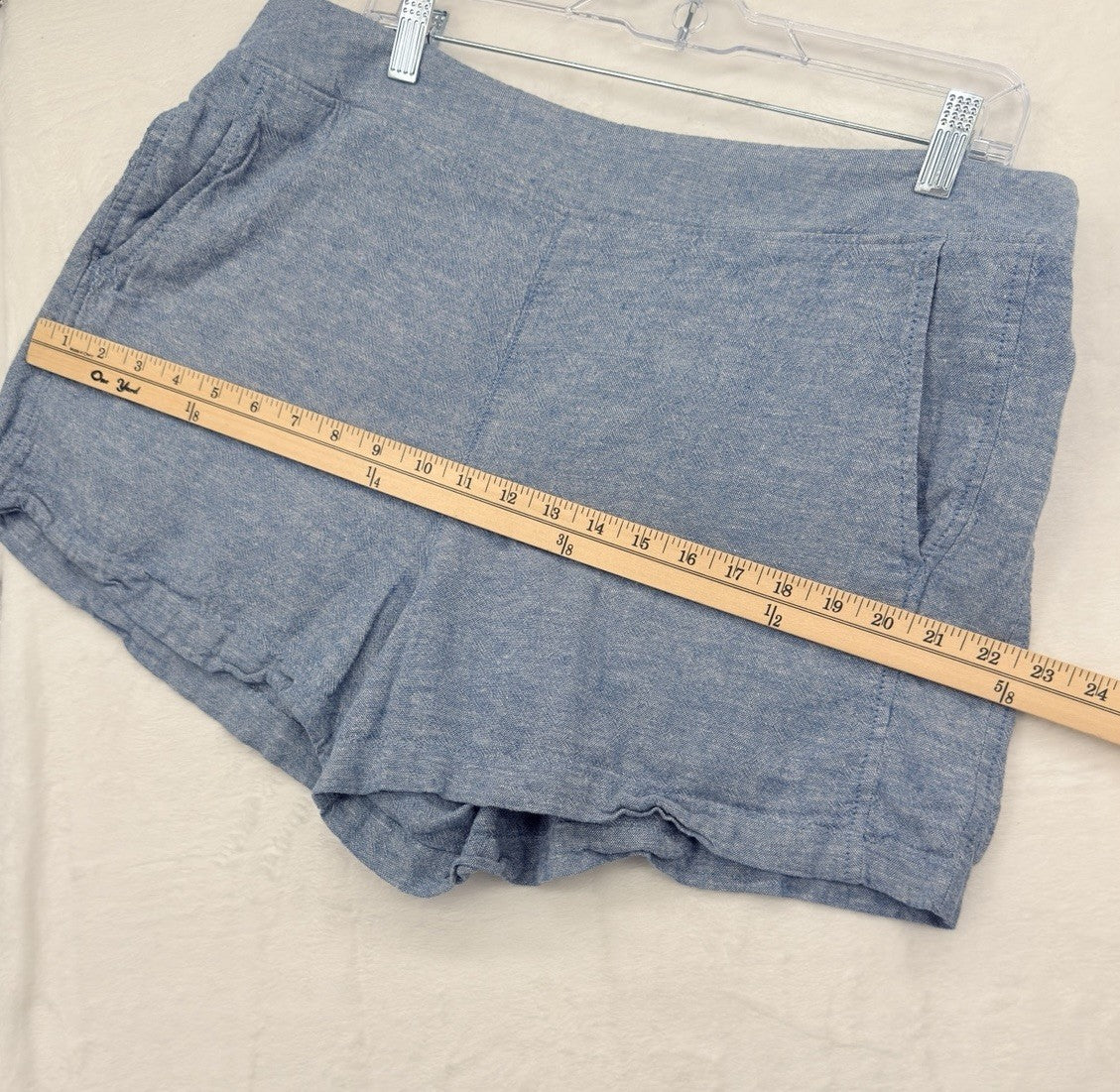Gap Linen Blend Shorts XL Womens Blue Pull On Easy Pockets 3.5”