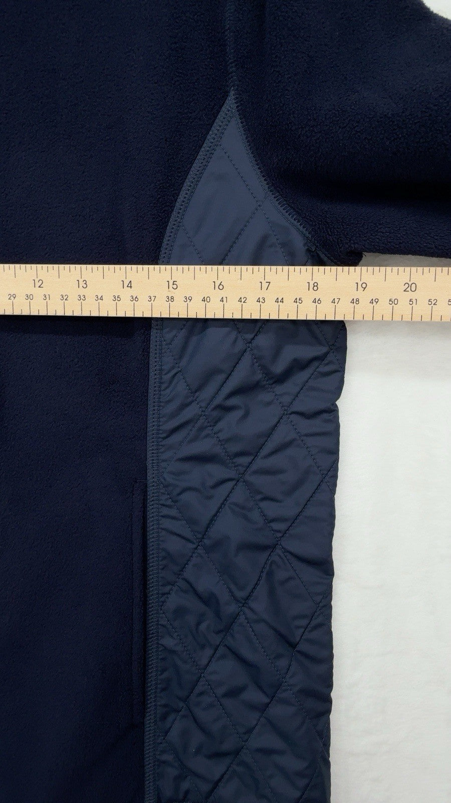 Talbots Fleece Jacket Medium Petite Navy Blue Full Zip Quilted Elbow Patches MP
