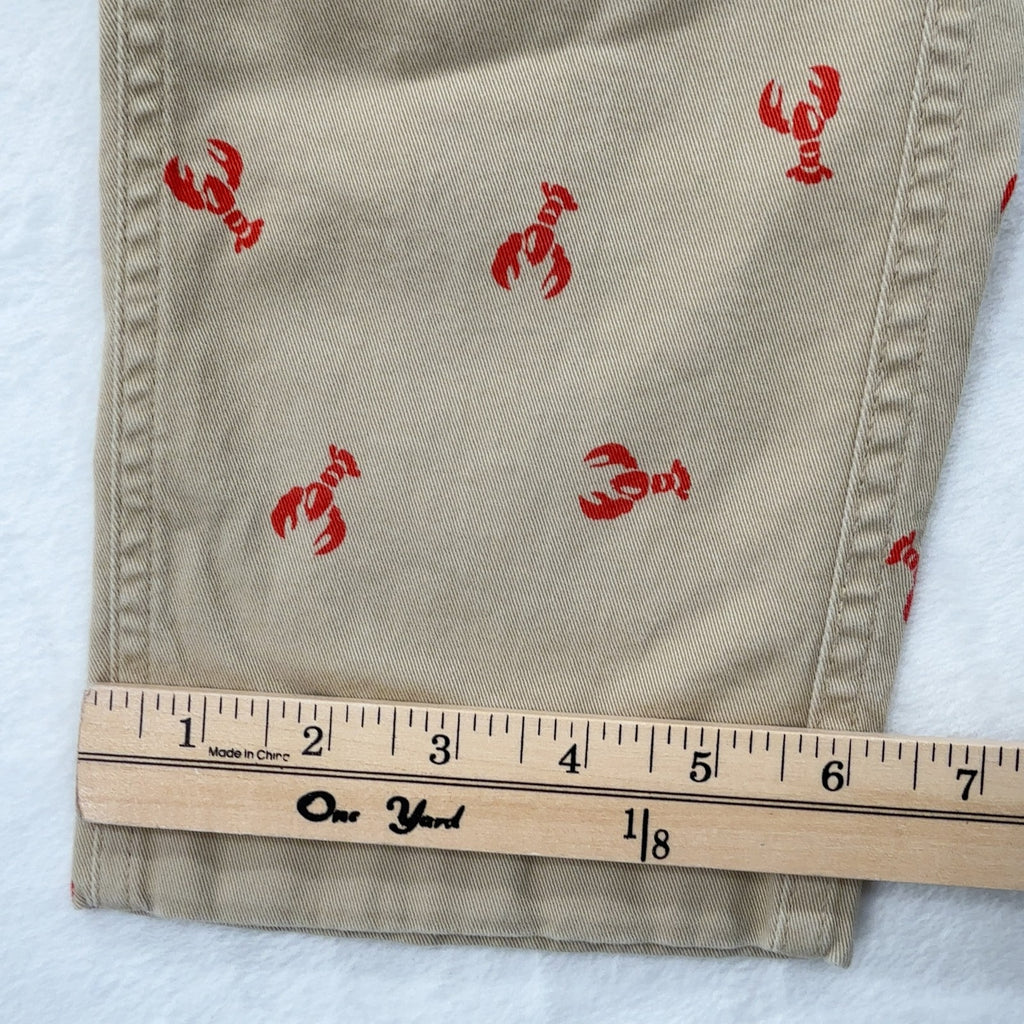 J Crew High Rise Girlfriend Chinos Pants 0P Womens Khaki Lobster Print 0 Petite