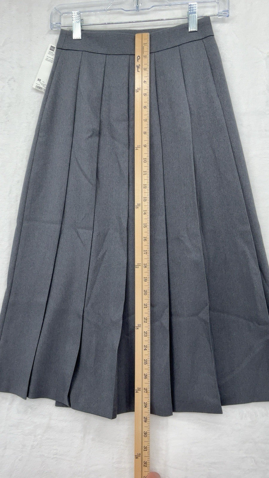 GU Wrap Pleated Midi Skirt XS Women Gray Uniqlo Dark Academia Hipster New NWT