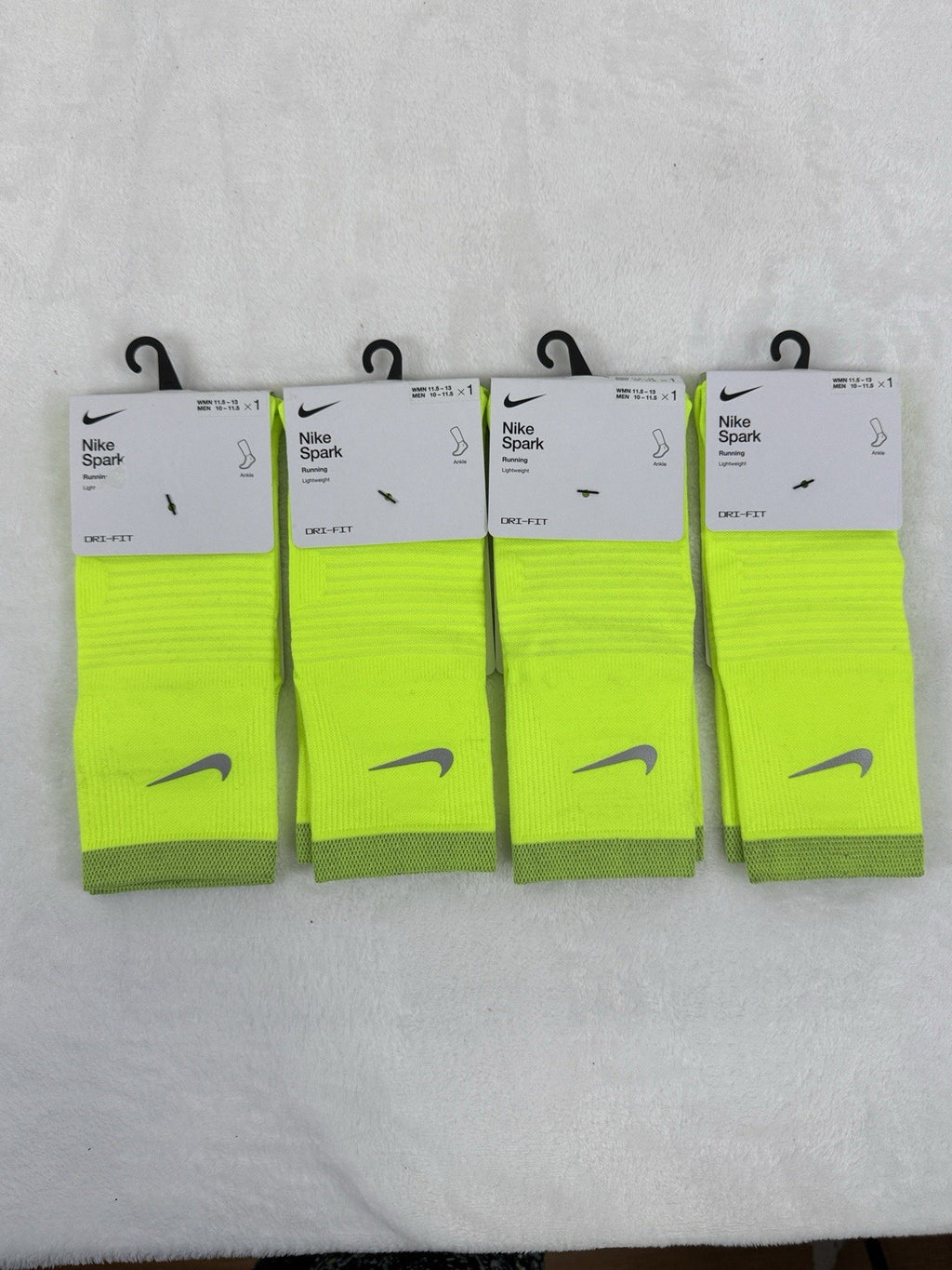 4 Nike Spark Lightweight Running Socks Ankle Men 10-11.5 Lot Volt Yellow New