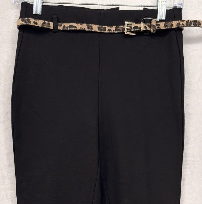 Jules And Leopold Pants XS Leggings Pull On Black Leopard Print Belt New NWT