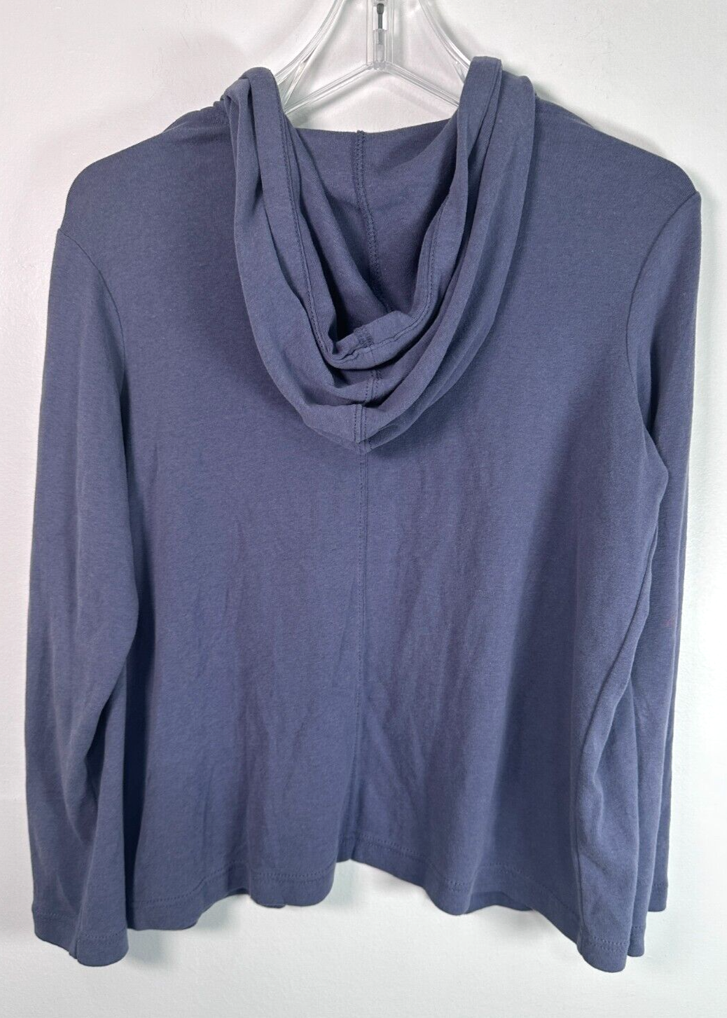 J Jill Jacket XS Petite Open Front Knit Hooded Lightweight Cardigan Blue