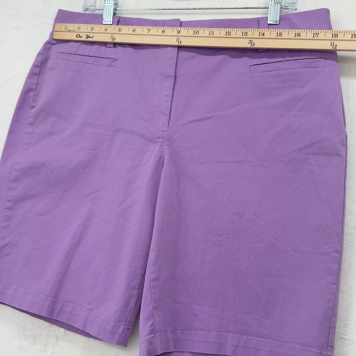 Lands End Bermuda Chino Shorts 14 Womens Lavender Purple Fit 2 10”