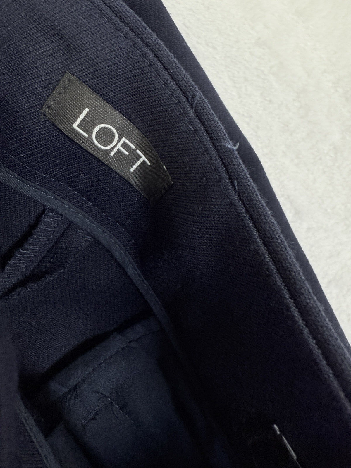 Ann Taylor Loft Pants Size 2 High Waist Trouser Navy Blue Gold Buttons Womens