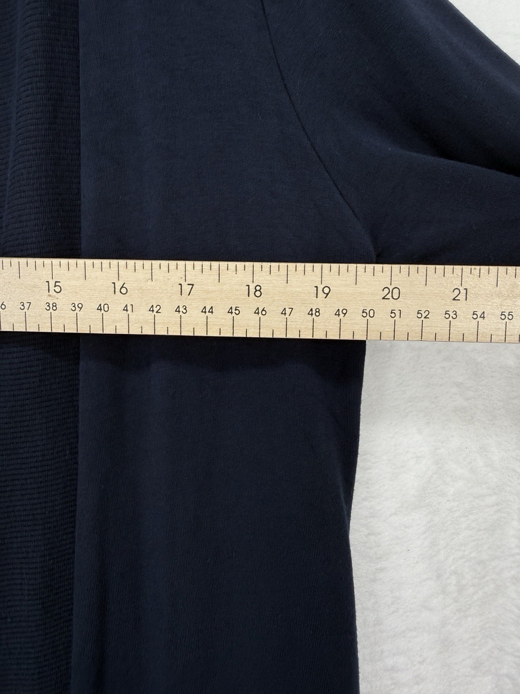 Liz Claiborne French Terry Cardigan Small Navy Blue Open Front Knit Sweater