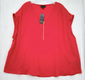 Bold Elements Tops 2X Red Sleeveless Blouse Gold Zipper Plus Size Womens New NWT