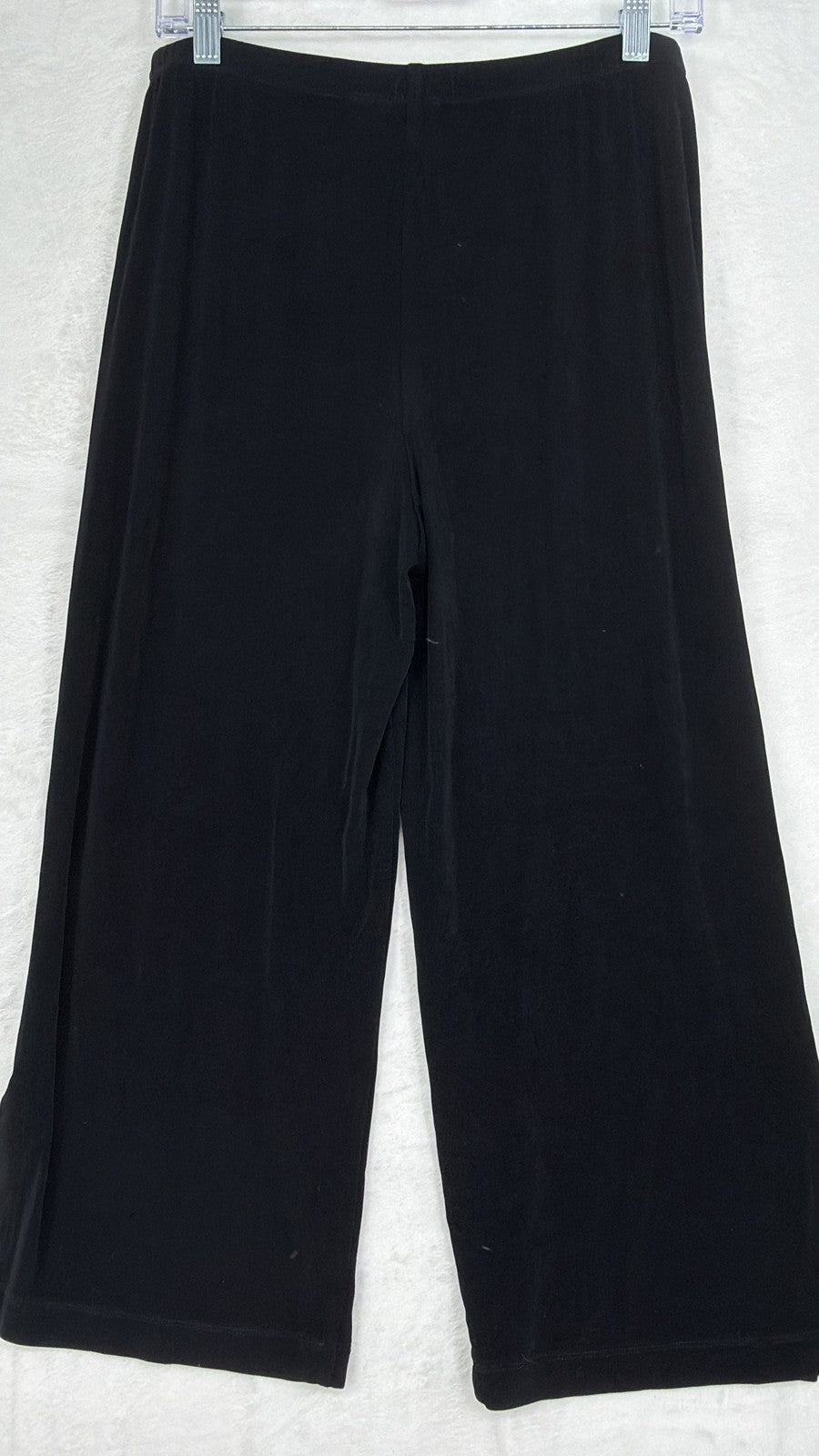 Chicos Travelers Size 1 Wide Leg Capri Pants Medium Womens Black Pull On Acetate