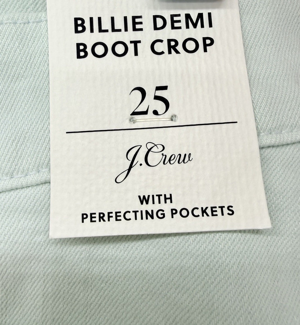 J Crew Billie Demi Boot Crop Jeans 25 Light Green Denim Womens New NWT