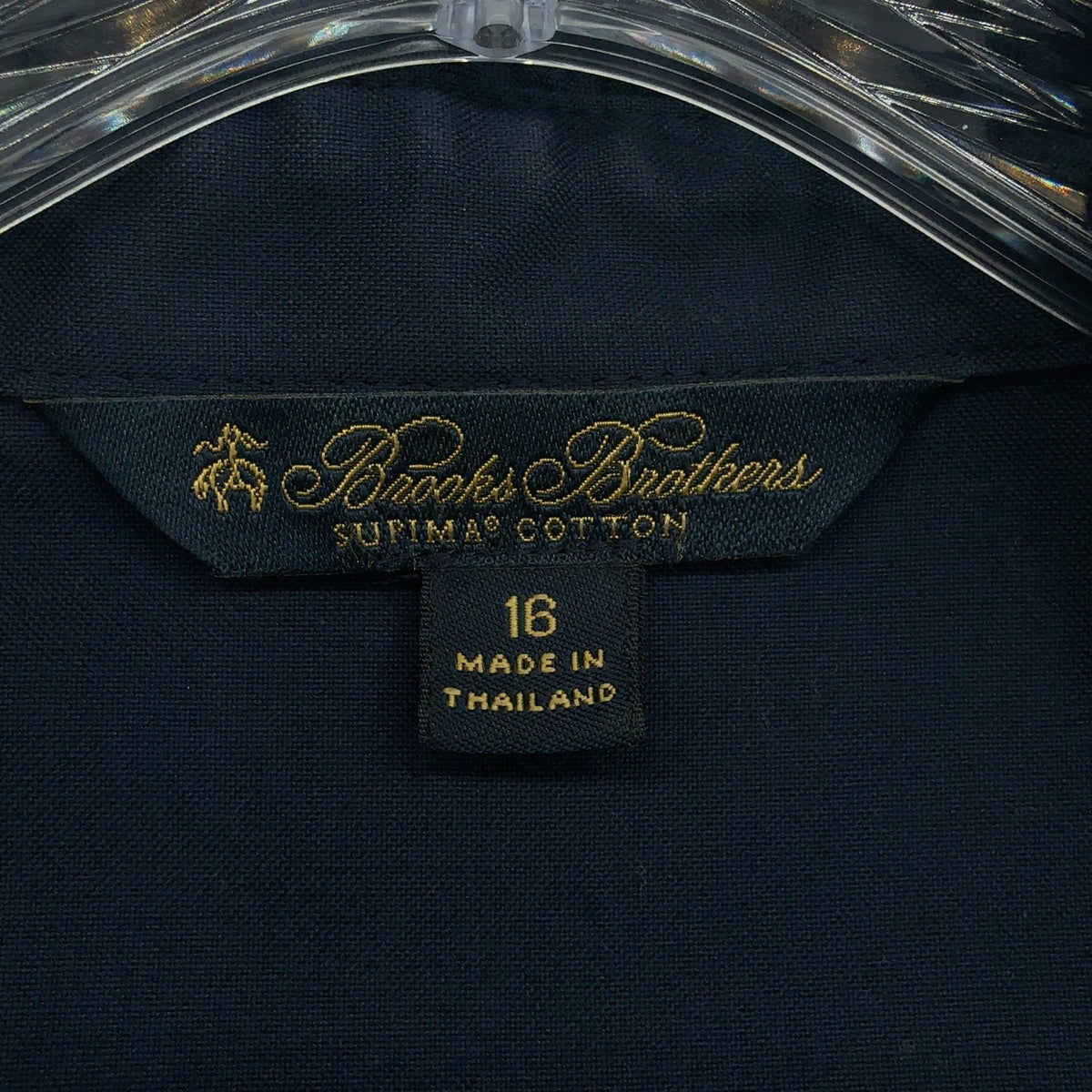 Brooks Brothers Supima Cotton Blouse 16 Womens Navy Blue Long Sleeve Ruffle Neck