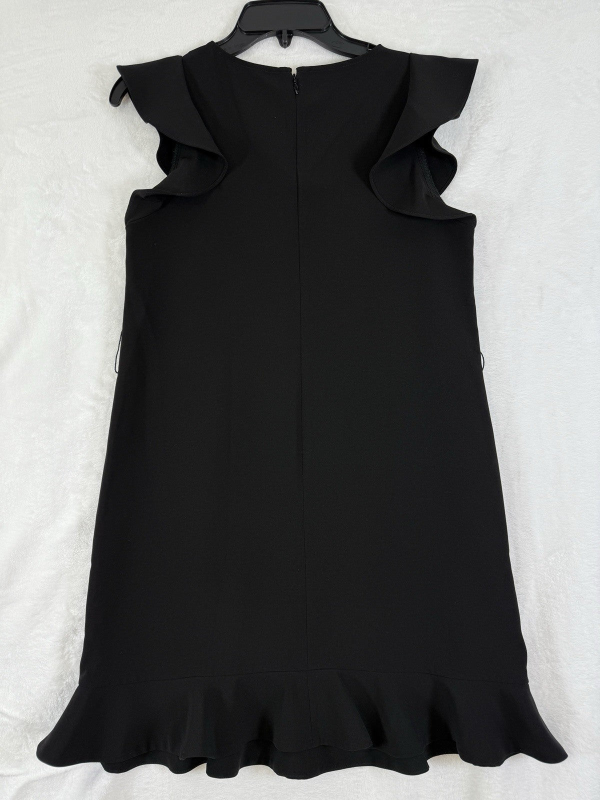 Ann Taylor LOFT Dress 4 Petite S Hi pet Black Ruffle Sleeve A-Line Shift Womens