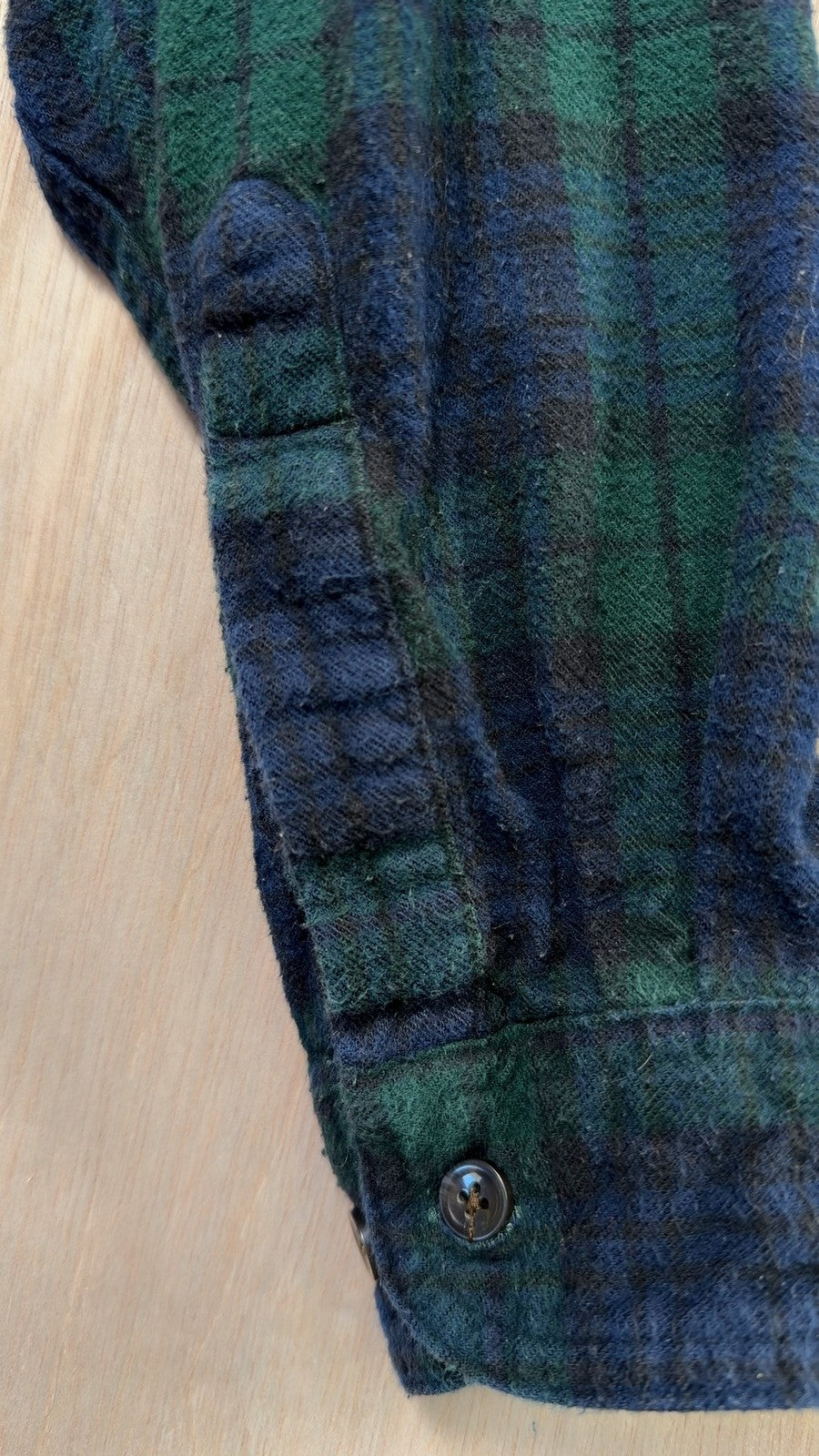 L.L.Bean Traditional Fit Flannel Shirt L Mens blue Black Watch plaid 100% cotton