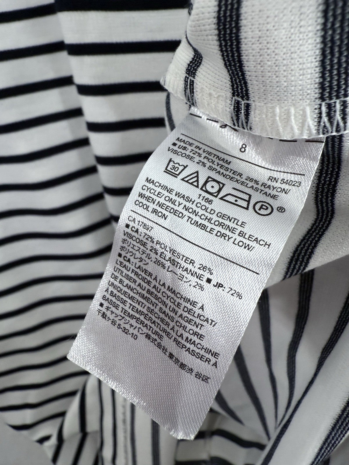 Banana Republic Dress 8 Black White Striped Knit Short Sleeve Womens