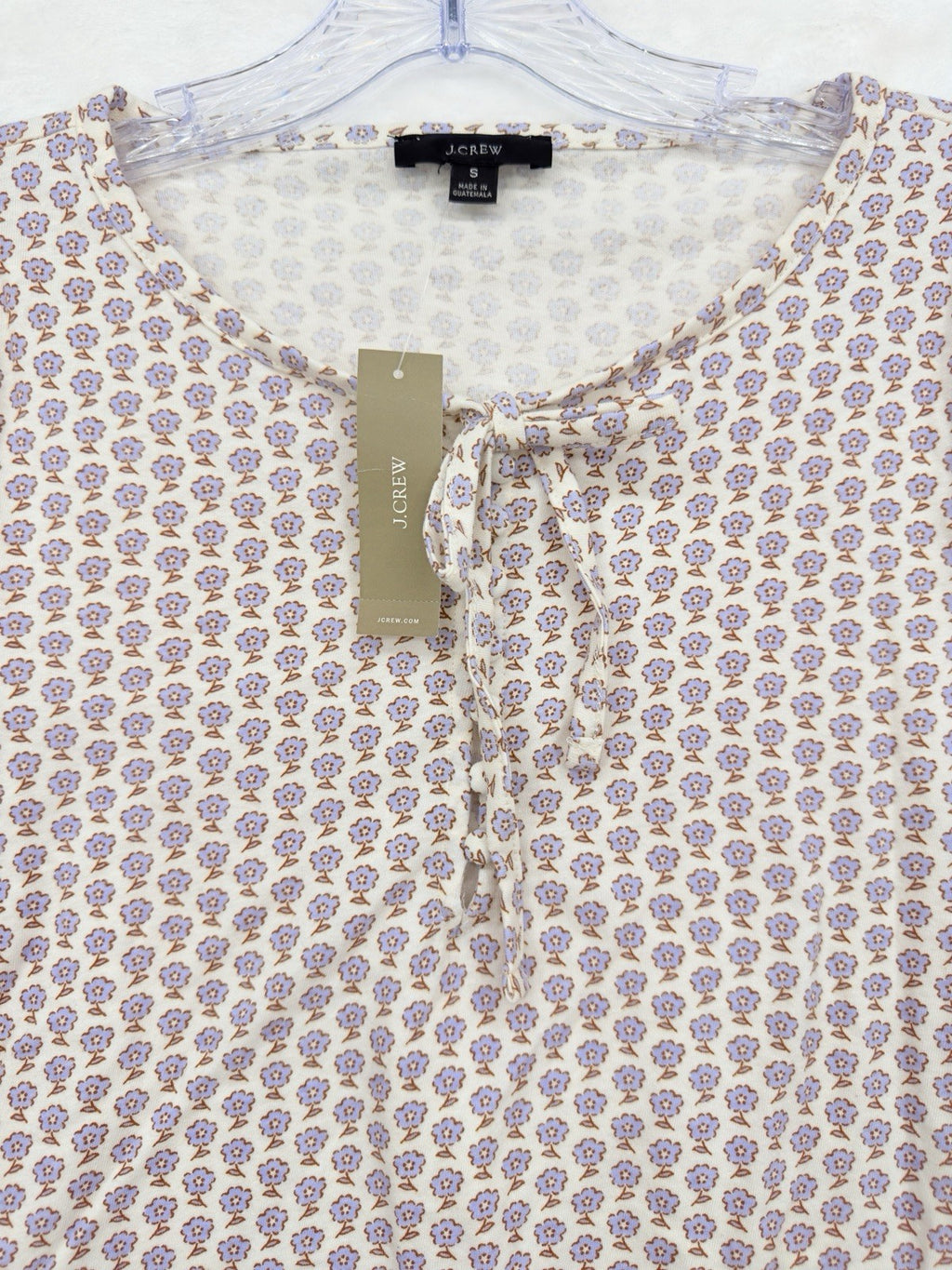 J Crew Top Women Small Broken In Jersey Knit Tie Ballon Sleeve Floral Print New