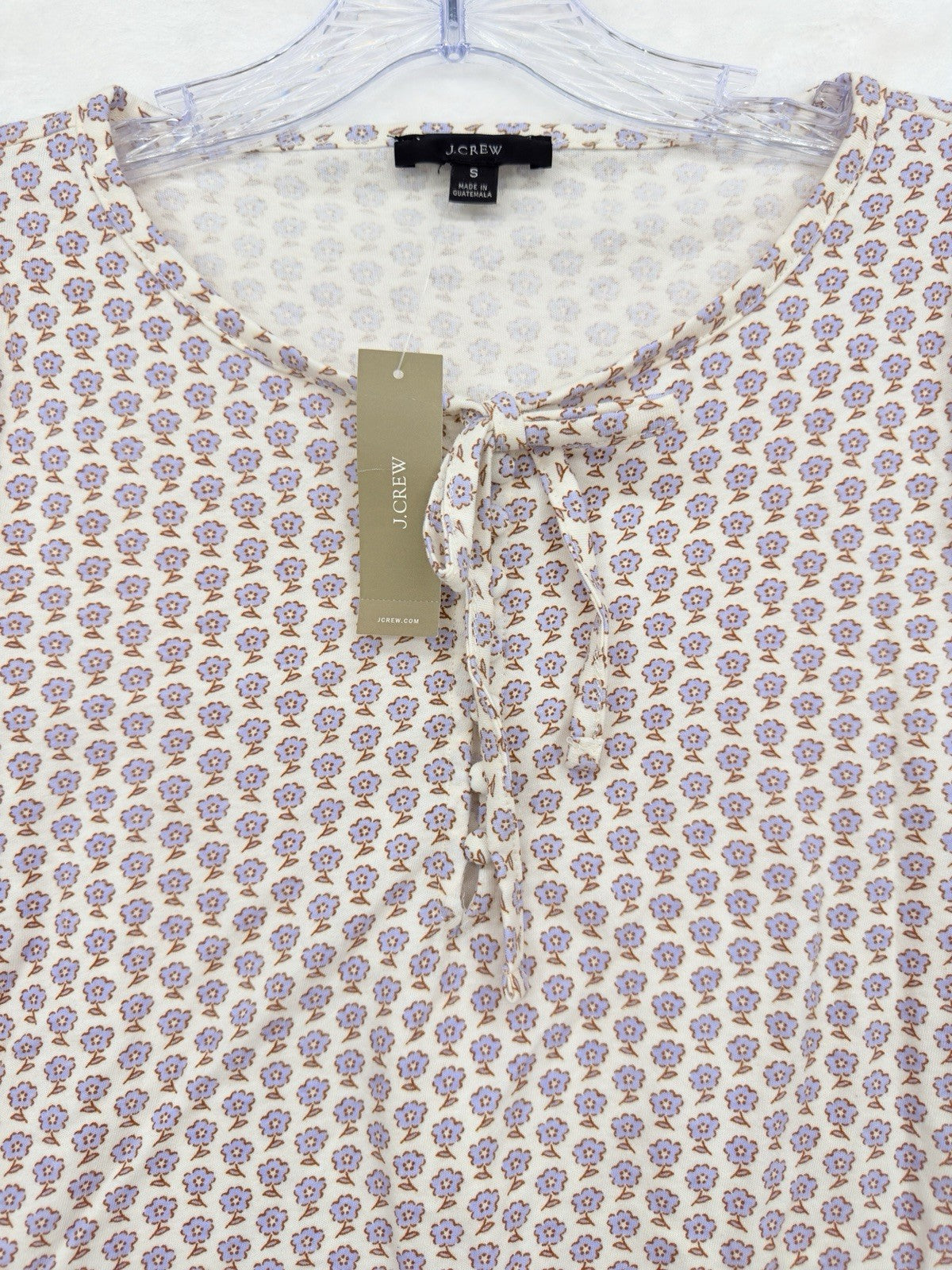 J Crew Top Women Small Broken In Jersey Knit Tie Ballon Sleeve Floral Print New