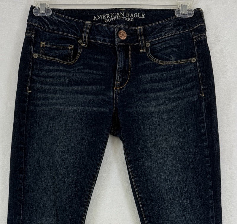 America Eagle Jeans Women 4 Short Skinny Dark Blue Stretch Denim 4S