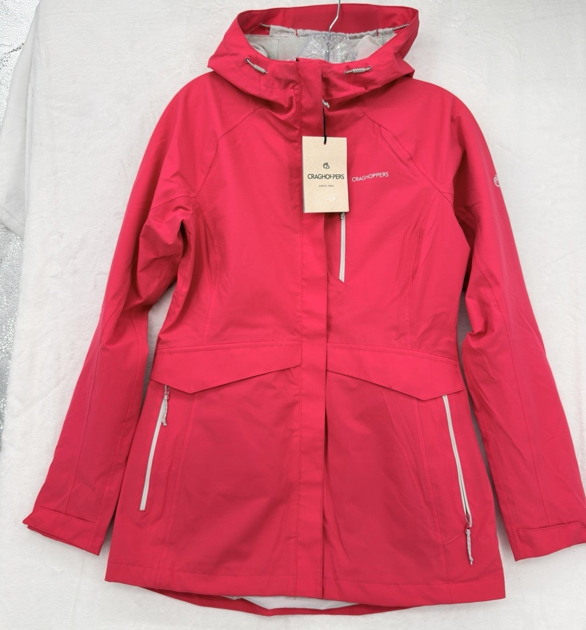 Craghoppers Rain Jacket Women XS Caldbeck Pink Hooded Coat Pockets New NWT