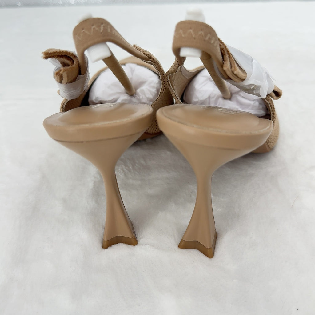Cosy Island Heels 10 EverLush Bowknot Pointed Toe Slingback Womens Apricot New