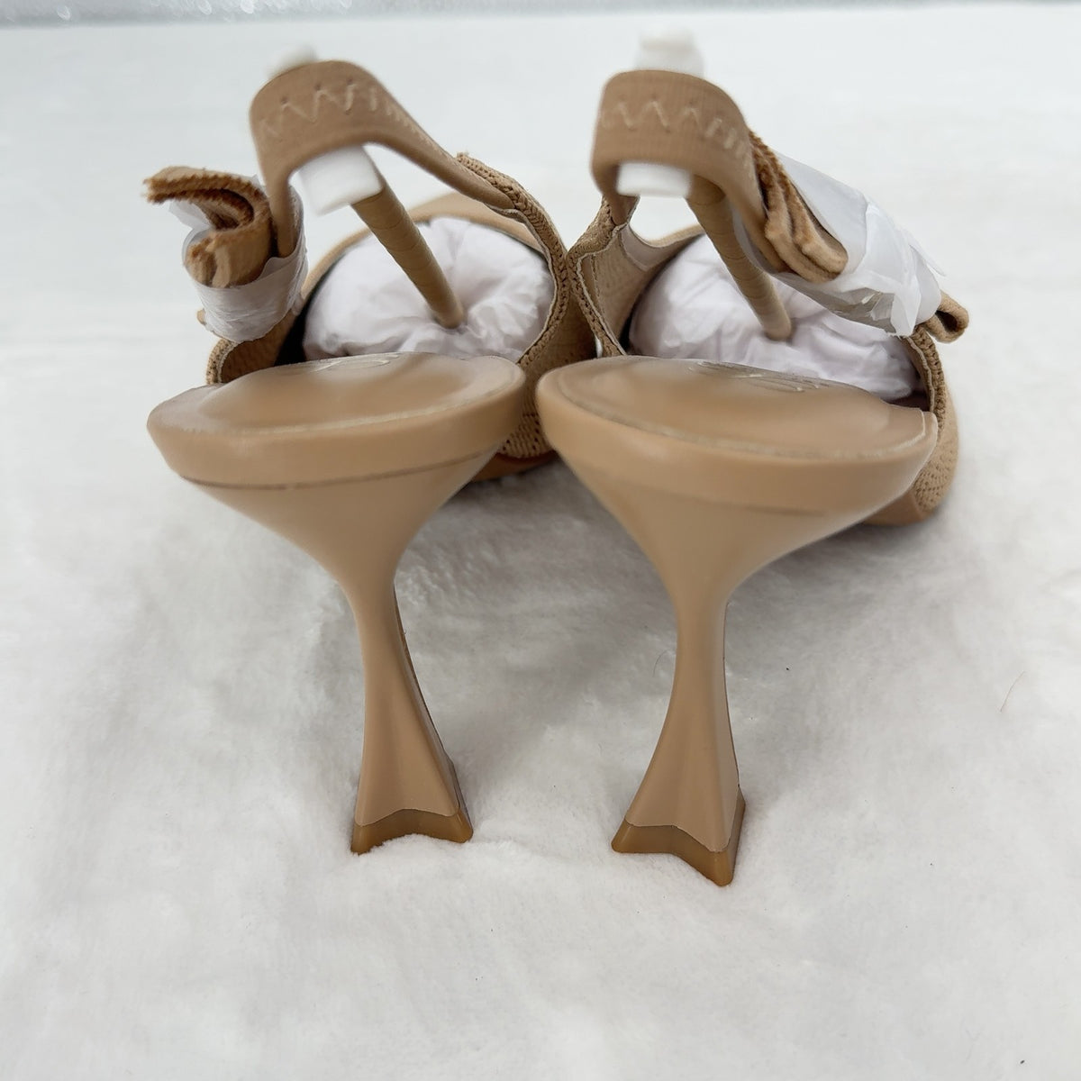 Cosy Island Heels 10 EverLush Bowknot Pointed Toe Slingback Womens Apricot New