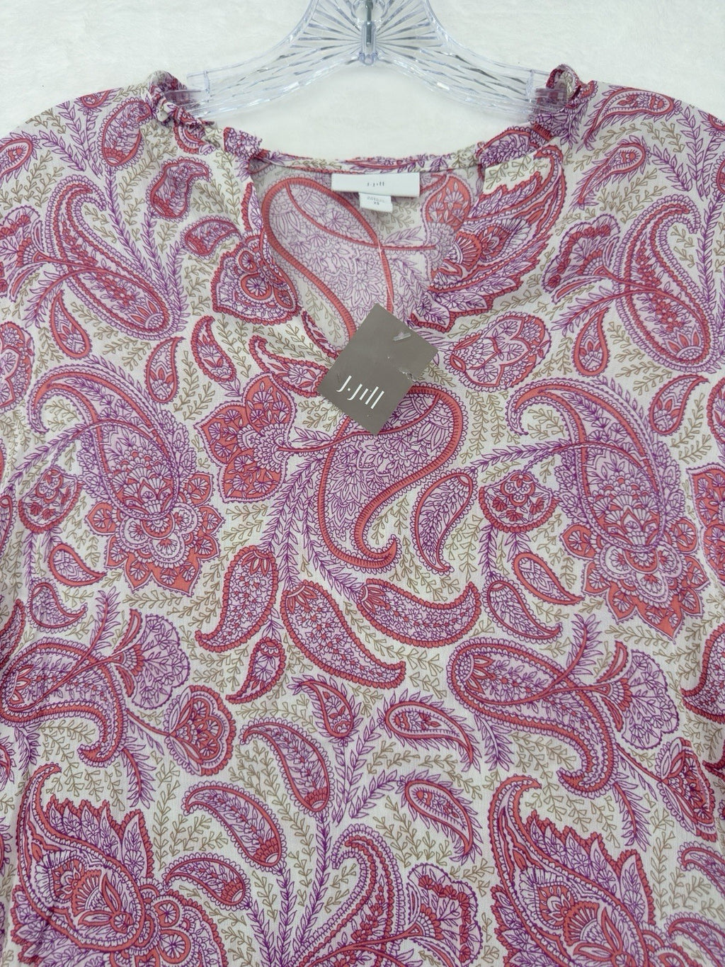 J Jill XS Top Pink Paisley Cap Sleeve Lightweight Rayon New NWT