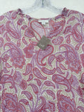 J Jill XS Top Pink Paisley Cap Sleeve Lightweight Rayon New NWT