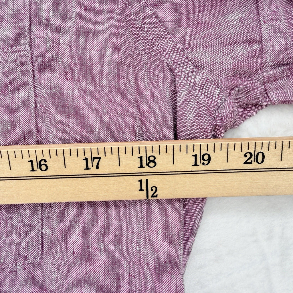 LL Bean 100% Linen Shirt Womens XS Pink Short Sleeve Button Up Top