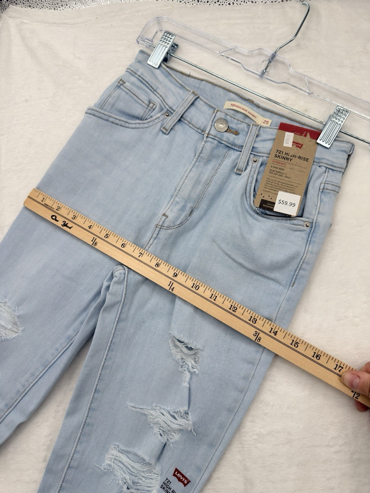 Levis 721 High Rise Skinny 25 25x30 0 Womens Light Blue High Rise New NWT