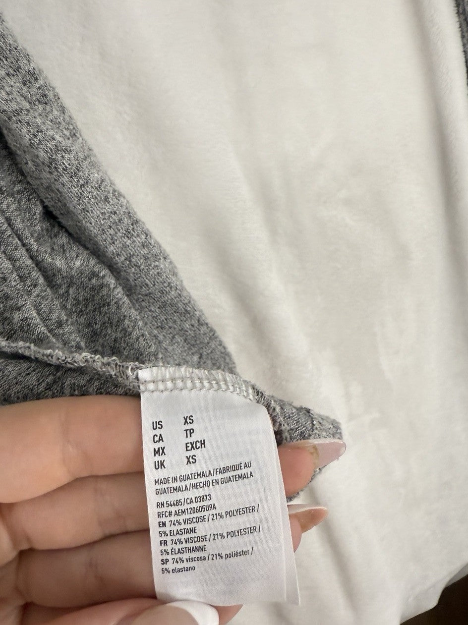 American Eagle Soft Sexy Plush Hooded Cardigan XS Gray Pockets Long Sleeve Women