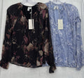 Joie Womens Tops Small Long Sleeve Blue Black Floral Print Blouse Lot New NWT