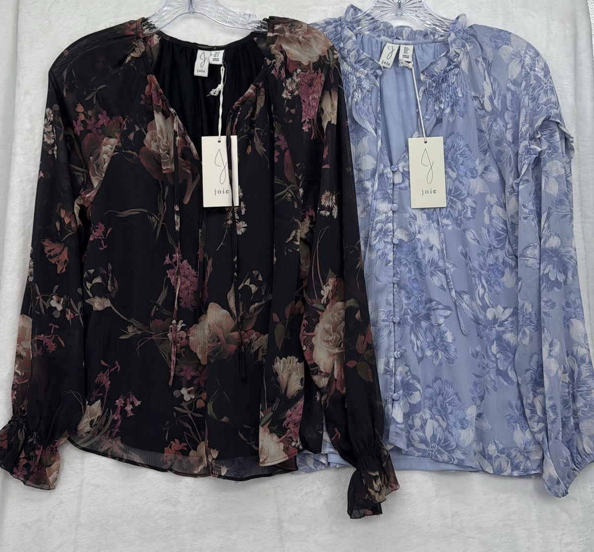 Joie Womens Tops Small Long Sleeve Blue Black Floral Print Blouse Lot New NWT