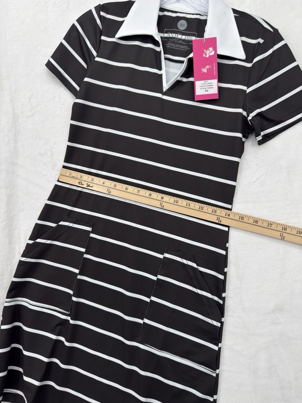 Ana Claire Dress Small Active Sleeveless Polo Black White Shift Clare Women New