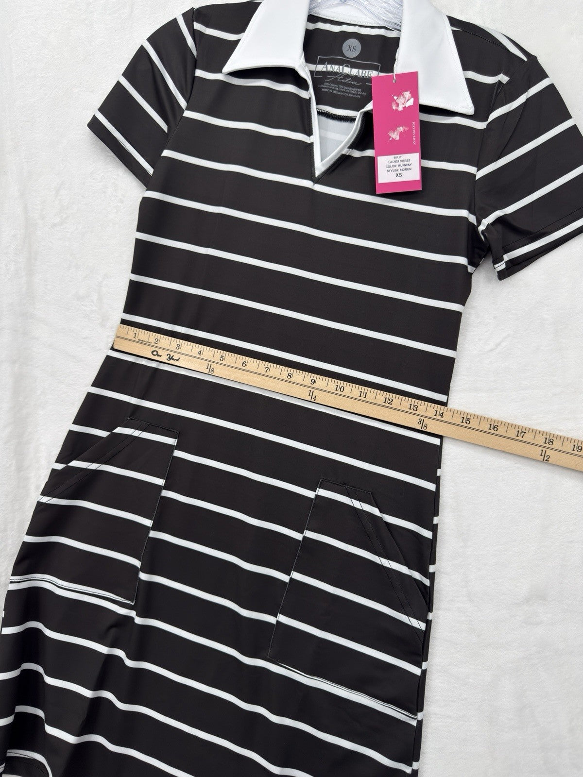 Ana Claire Dress Small Active Sleeveless Polo Black White Shift Clare Women New