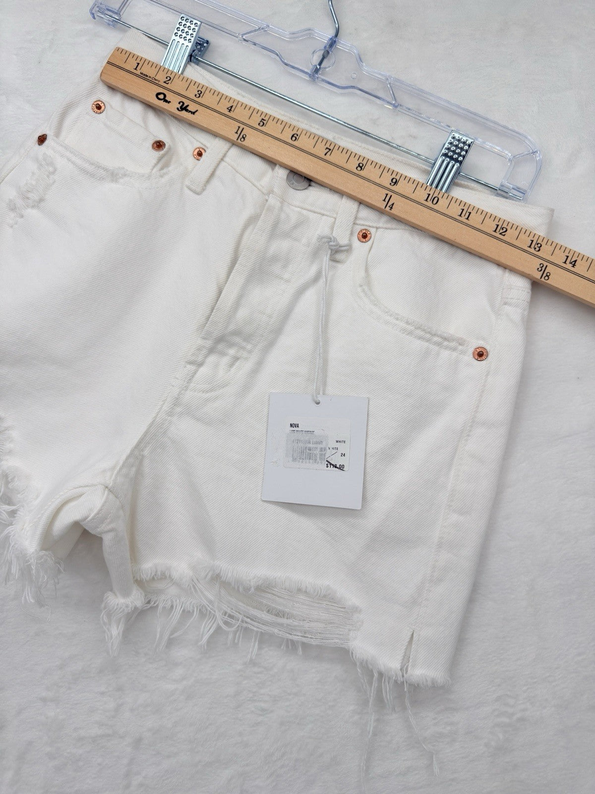 Pistola Los Angeles Shorts 24 White Nova High Rise 100% Cotton Womens New NWT