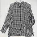 J Jill Top 1X Long Sleeve Button Up Black White Gingham Pocket
