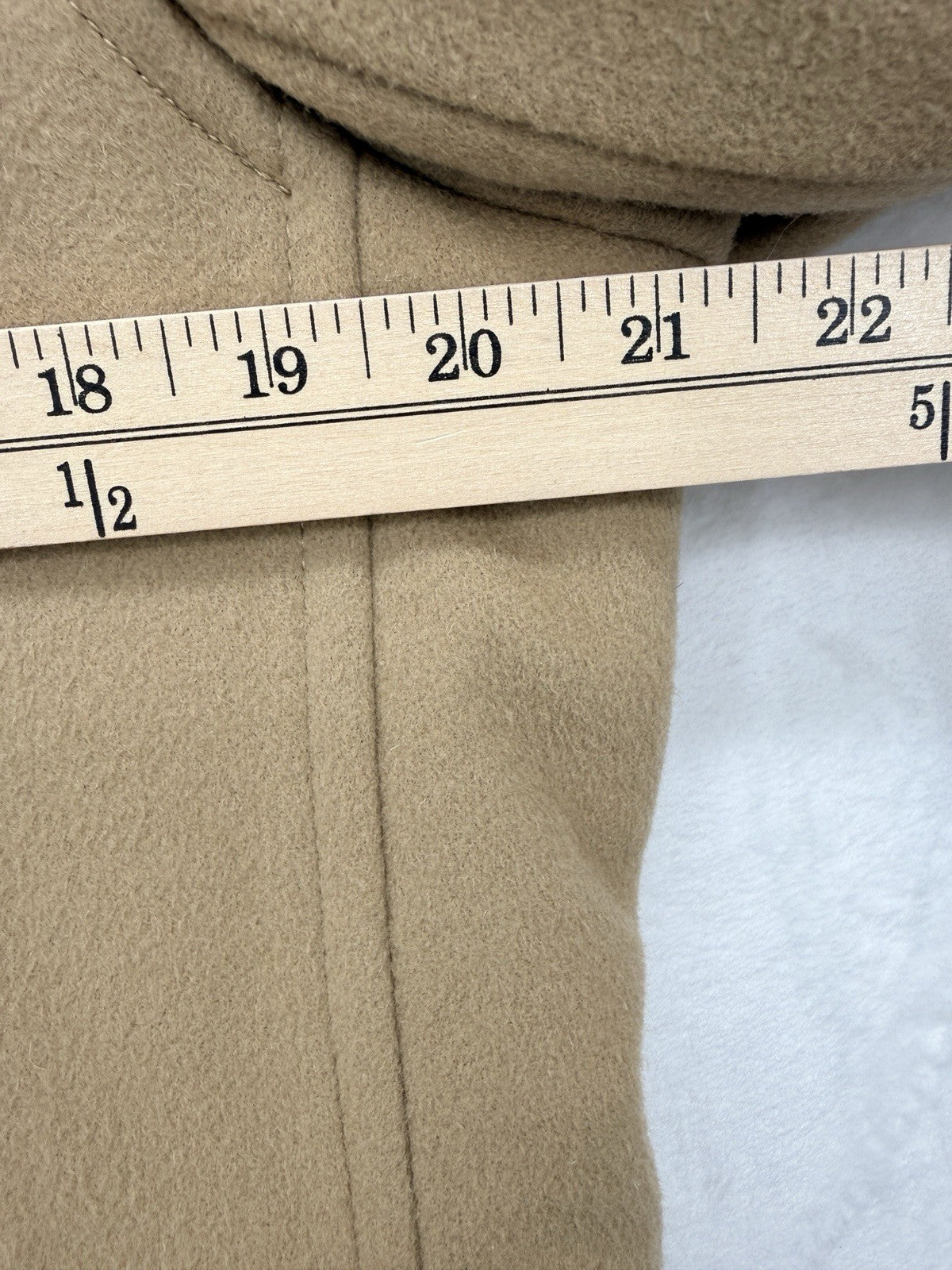 LL Bean Pea Coat Women 12 Classic Lambswool Camel Beige Jacket Wool Insulated