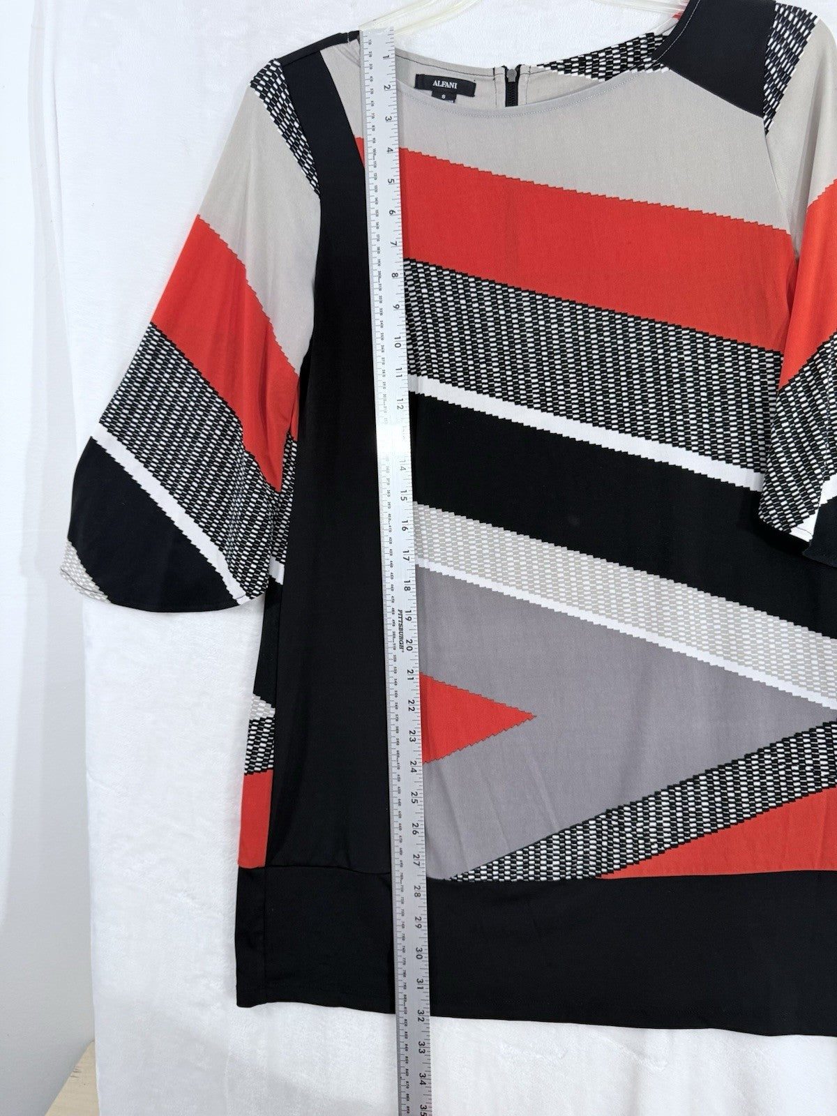 Alfani Tunic Tops Small Black Red Print Womens Top Blouse