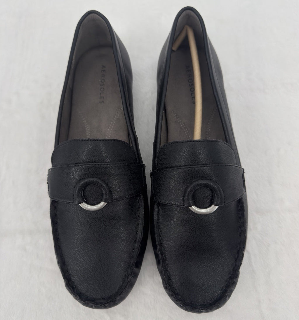 Aerosoles Dani Loafers 11W Womens Black Drivers Shoes 11 Wide Slip On