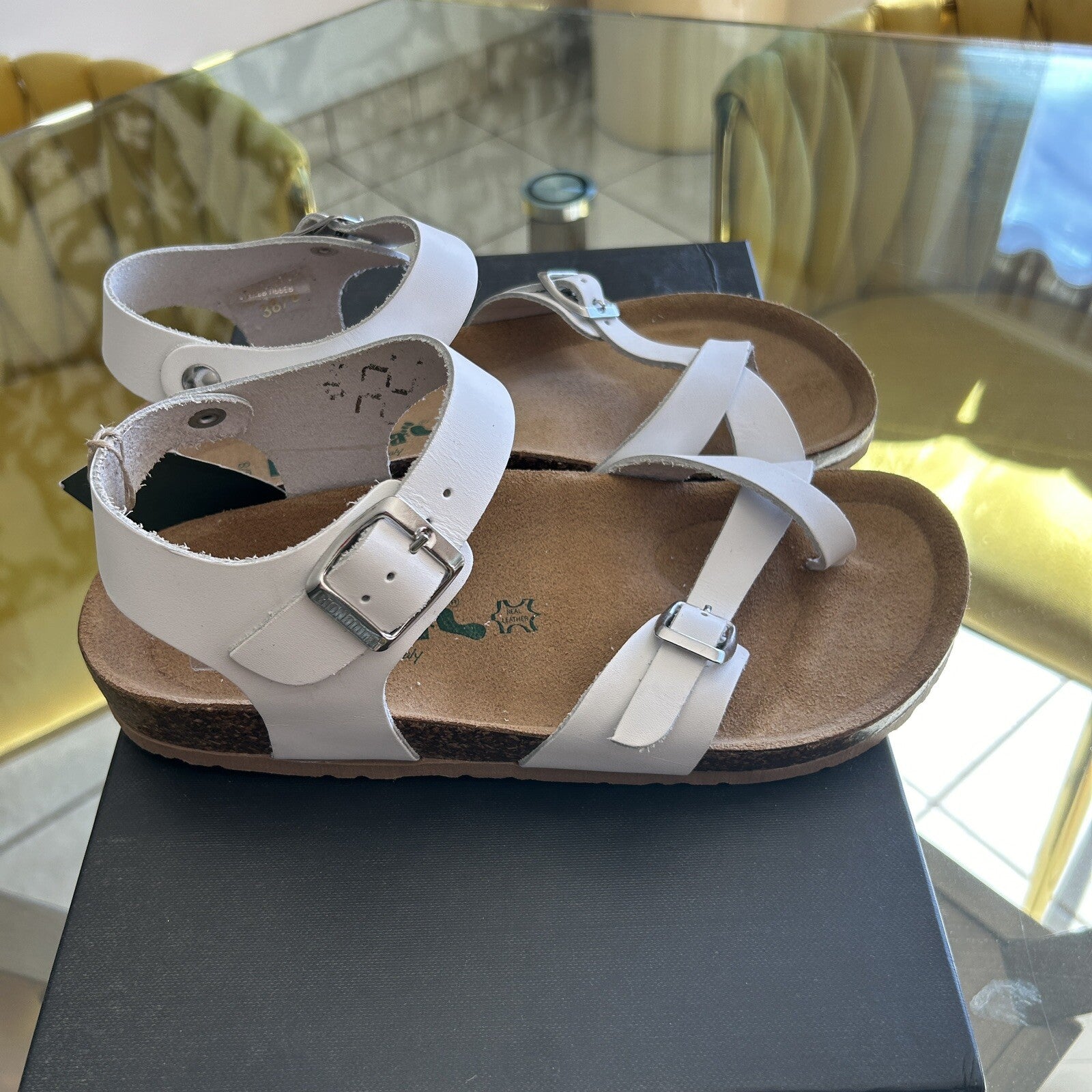 Bianatura Sandals EU 38 US 8 White Leather Womens Cork Bed Made In Italy
