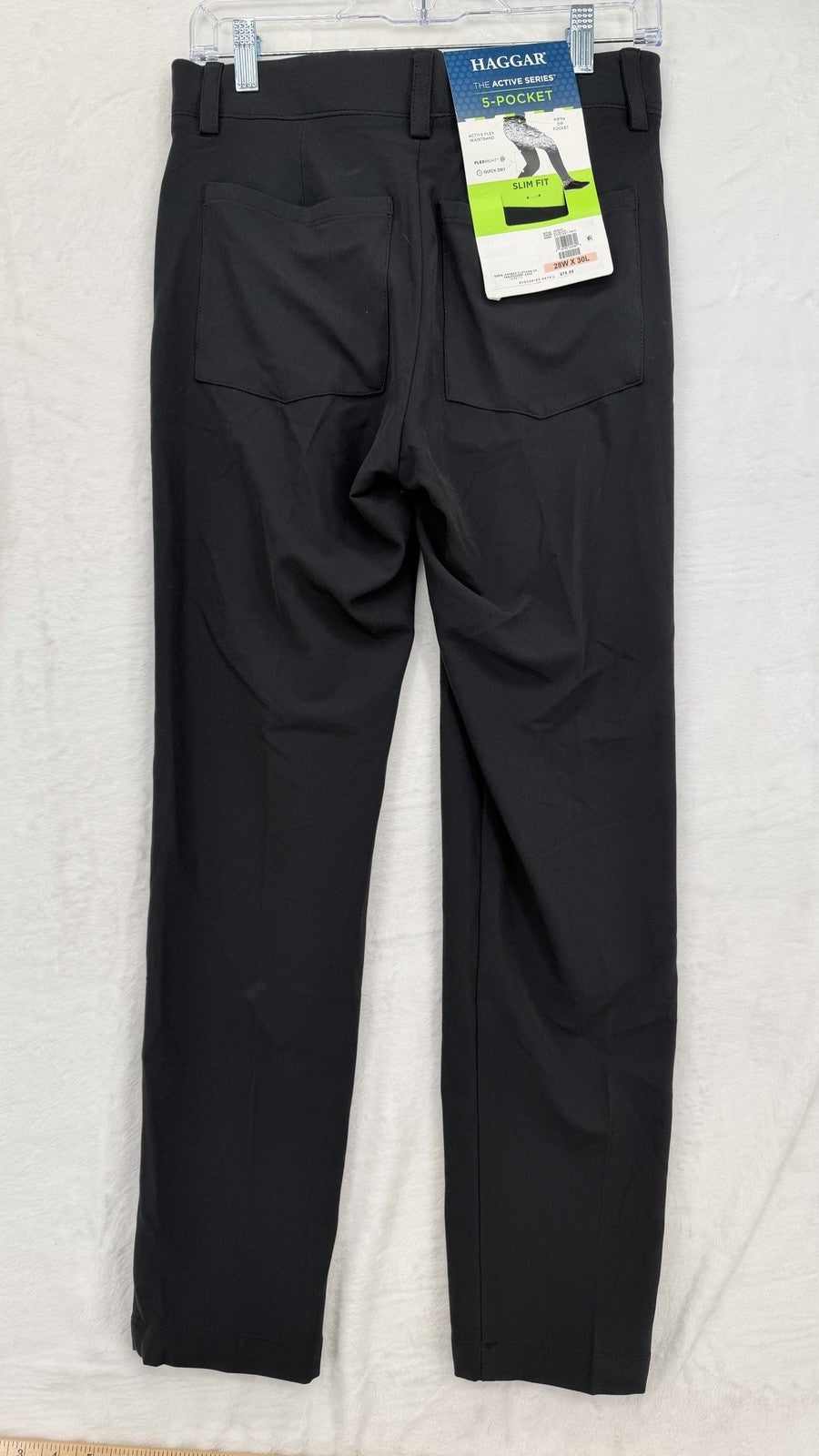 Haggar Active Series Pants 28x30 Men’s Black 5 Pocket Slim Fit New