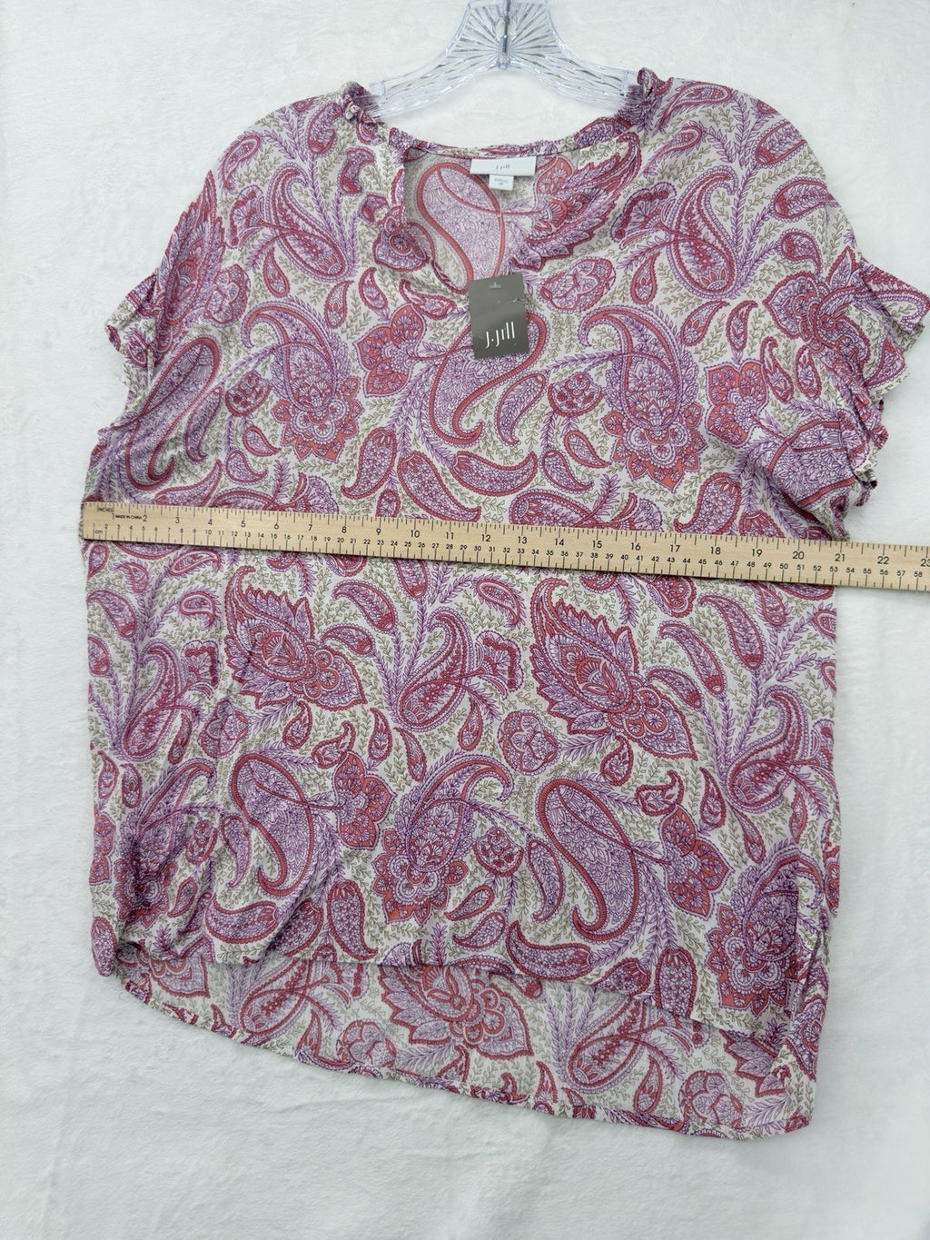 J Jill XS Top Pink Paisley Cap Sleeve Lightweight Rayon New NWT