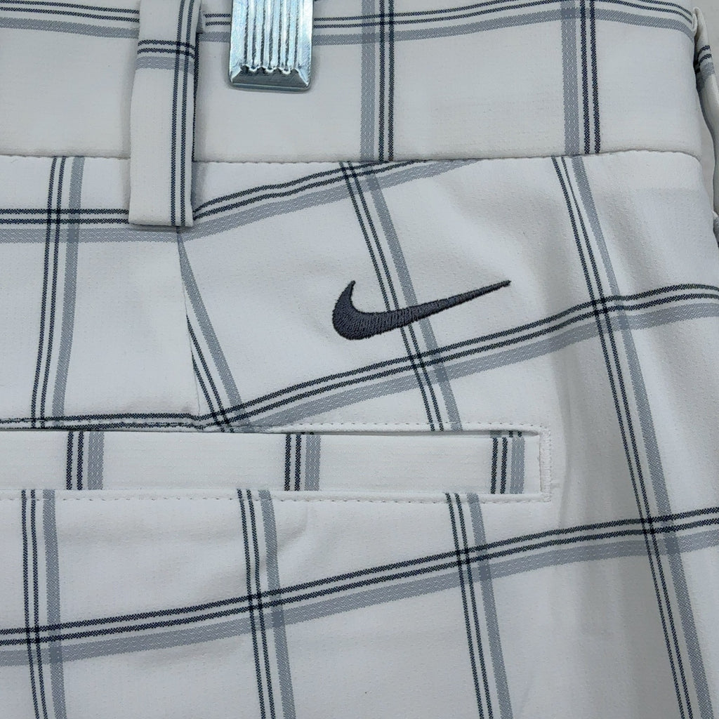 Nike Golf Shorts 36 Mens White Gray Plaid Performance Stretch 11”